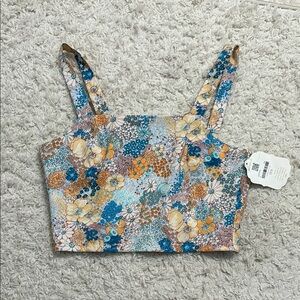 NWT ALTAR’D STATE M floral crop tank with full zip back